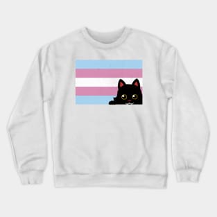 Peeking Cat Trans Flag by Tobe Fonseca Crewneck Sweatshirt